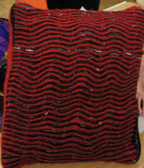 Red and Black cushion Cover with wavy pattern