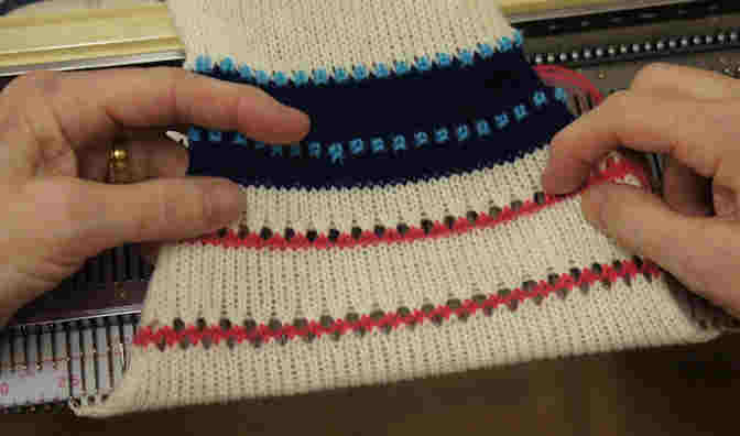 Red stripe with lace each side