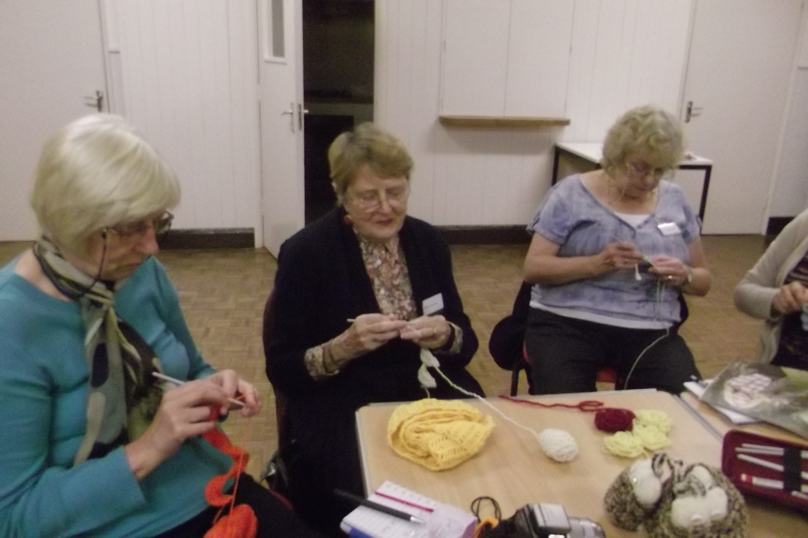 Crochet Workshop - members trying a design