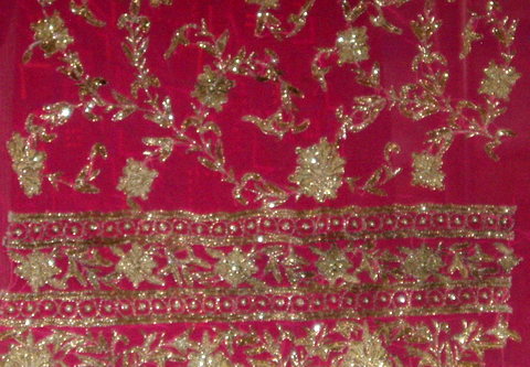 Sari Sample in pink and gold