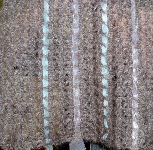 Pink with woven in ribbons