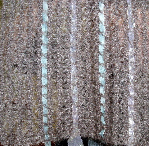 Pink with woven in ribbons
