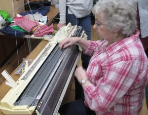 Frances demonstrating hand manipulated pattern